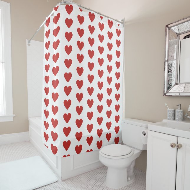 Rideaux De Douche Motif classique mignon de coeur rouge (En situation)