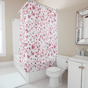 Rideaux De Douche Motif Cœurs Adorables Rose