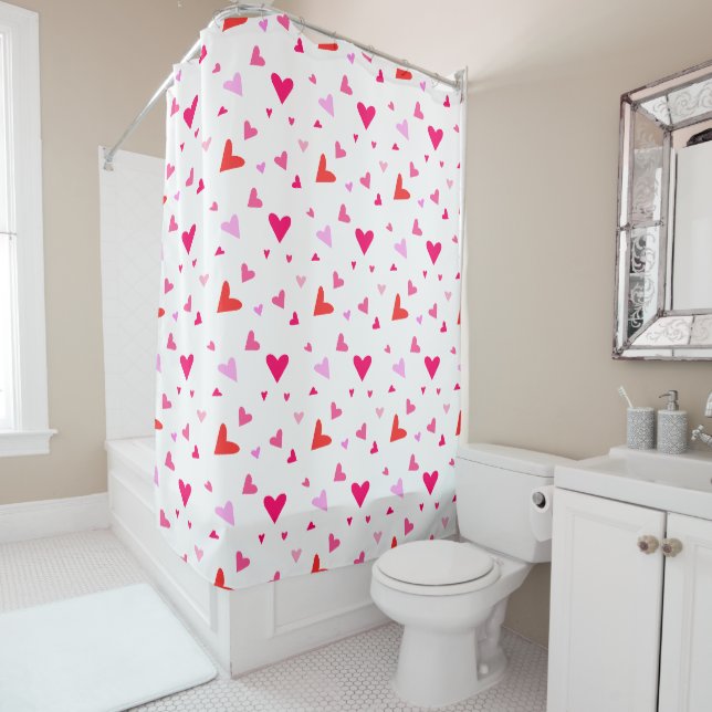 Rideaux De Douche Motif Cœurs d'Amour (En situation)