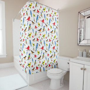 Rideaux De Douche Motif coloré des oiseaux d'Amérique du Nord