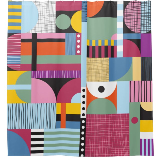 Rideaux De Douche Motif coloré scandinave (Devant)