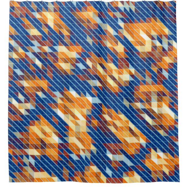 Rideaux De Douche Motif COOL bleu orange jaune (Devant)
