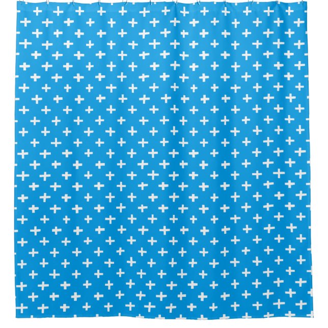 Rideaux De Douche Motif croix - Blanc en bleu 009dea (Devant)