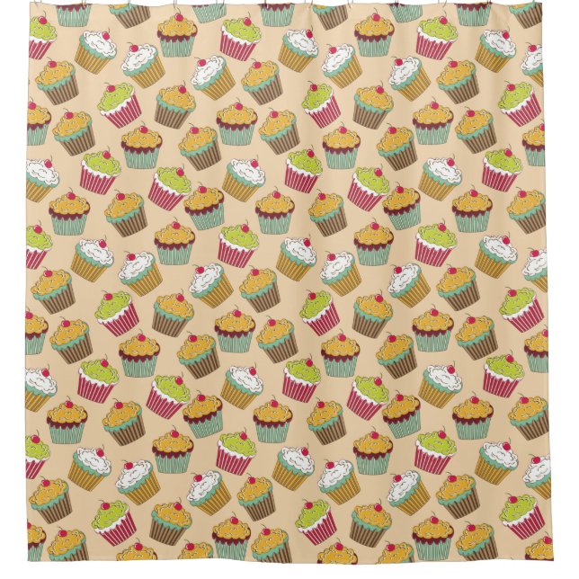 Rideaux De Douche Motif Cupcakes (Devant)