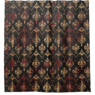 Rideaux De Douche Motif Damask Noir Or Persan (5)