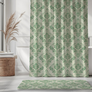 Rideaux De Douche Motif damassé botanique vert vintage