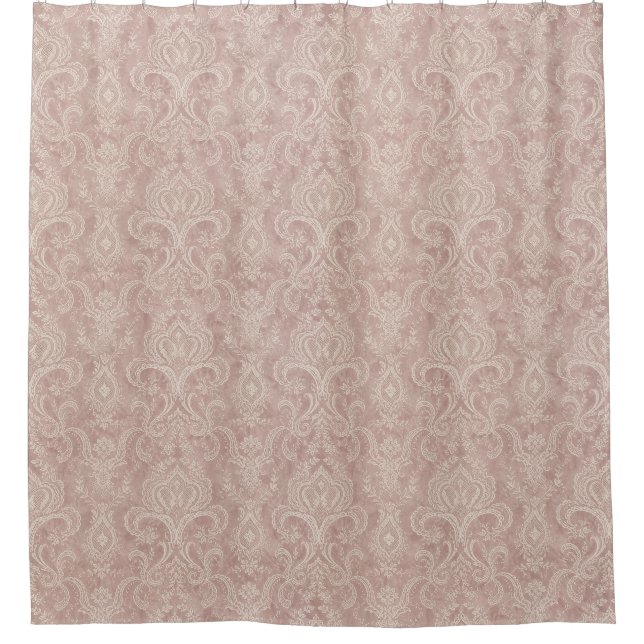 Rideaux De Douche Motif Damassé Classique Rose Pâle Rosé (Devant)