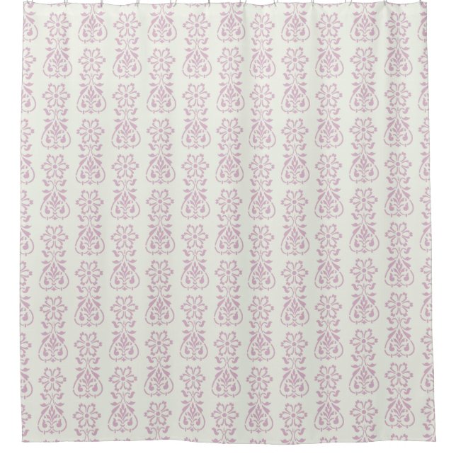 Rideaux De Douche Motif damassé floral lavande (Devant)