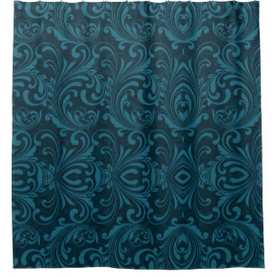 Rideaux De Douche Motif damassé floral sarcelle foncé