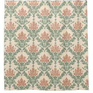 Rideaux De Douche Motif damassé vintage rouge vert
