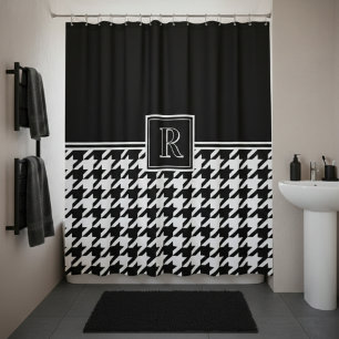 Rideaux De Douche Motif damier monogrammé noir et blanc