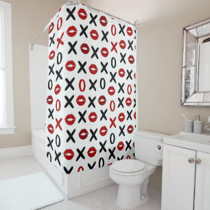 Rideaux De Douche Motif d'amour moderne XO ludique et lèvres rouges