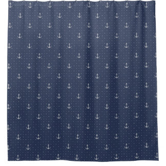 Rideaux De Douche Motif d'Ancre de bleu marine