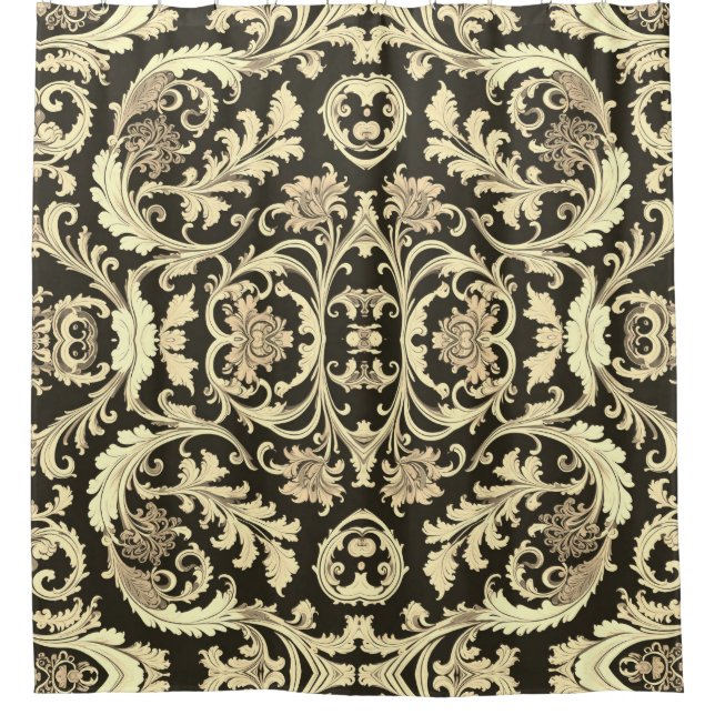 Rideaux De Douche Motif d'antiquités Brown Fleur (Devant)