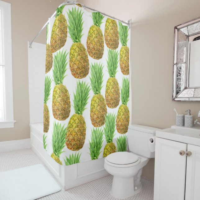 Rideaux De Douche Motif d'aquarelle ananas (En situation)