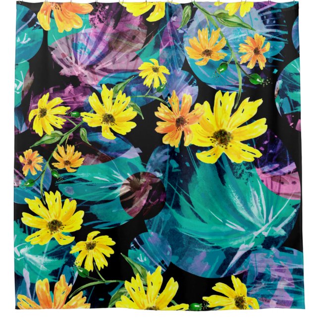 Rideaux De Douche Motif d'aquarelle créatif et transparent des plant (Devant)