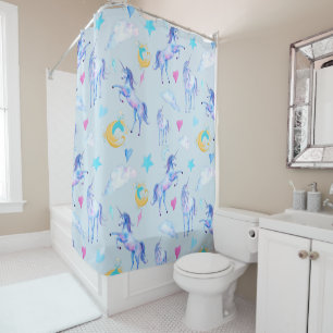 Rideaux De Douche Motif d'aquarelle magique Unicorn Design Imaginair