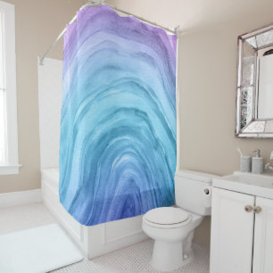 Rideaux De Douche Motif d'aquarelle tendance Blue Ombre Agate II