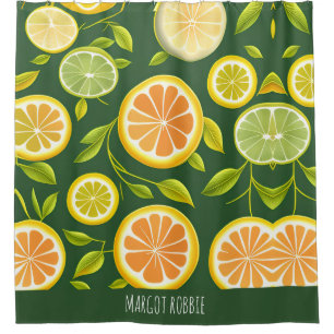 Rideaux De Douche Motif d'aquarelle verte Citrus Lime