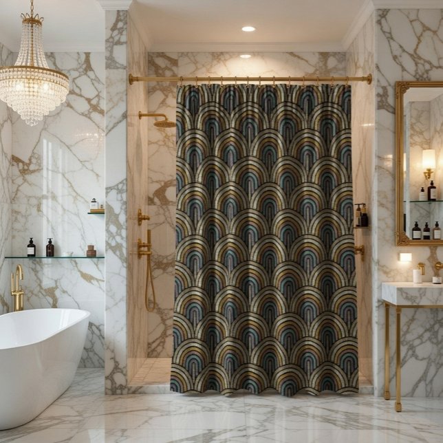 Rideaux De Douche Motif d'arc de broderie rétro (Créateur téléchargé)