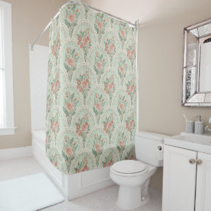 Rideaux De Douche Motif d'arche victorien vintage rose menthe romant