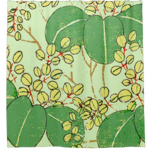 Rideaux De Douche Motif d'art botanique floral de la feuille japonai