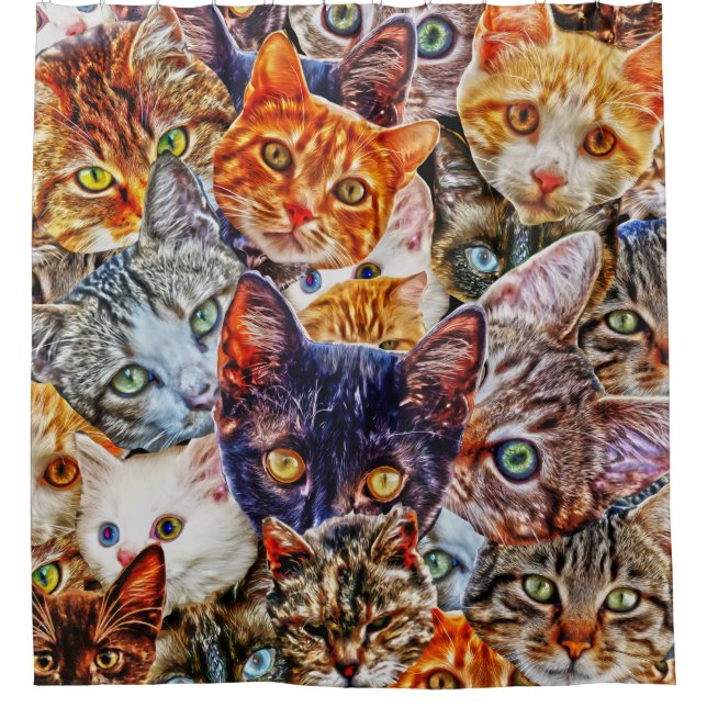 Rideaux De Douche Motif d'art de chat (Devant)
