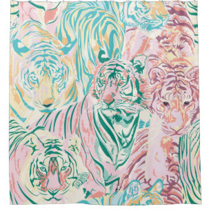Rideaux De Douche Motif d'art de Tiger couleur Pastel