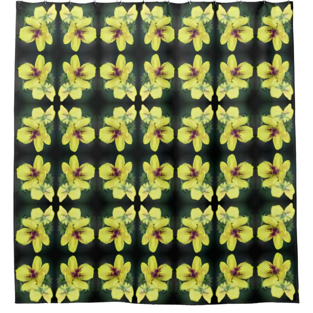 Rideaux De Douche Motif d'art floral de fleur sauvage jaune délicat (Devant)