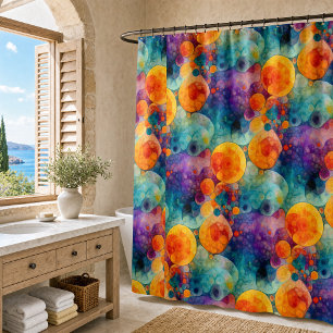 Rideaux De Douche Motif d'art fractal vibrant sarcelle violet orange