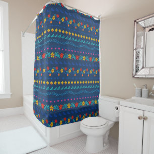 Rideaux De Douche Motif d'art populaire mexicain