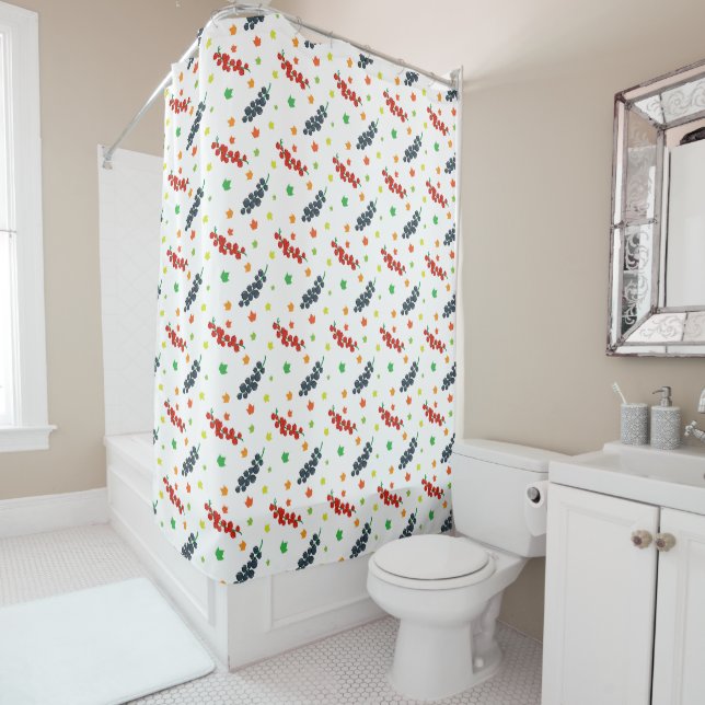 Rideaux De Douche Motif de baies, framboise, myrtille, fruit (En situation)