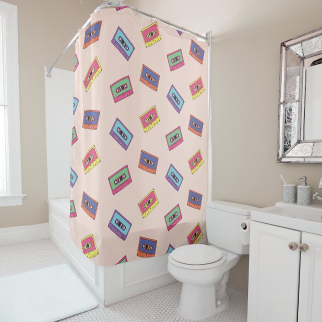 Rideaux De Douche Motif de bande audio Retro Neon (En situation)