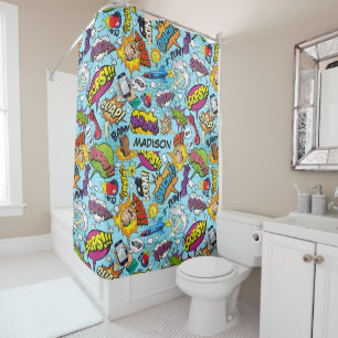 Rideaux De Douche Motif de bandes dessinées de nom personnalisé