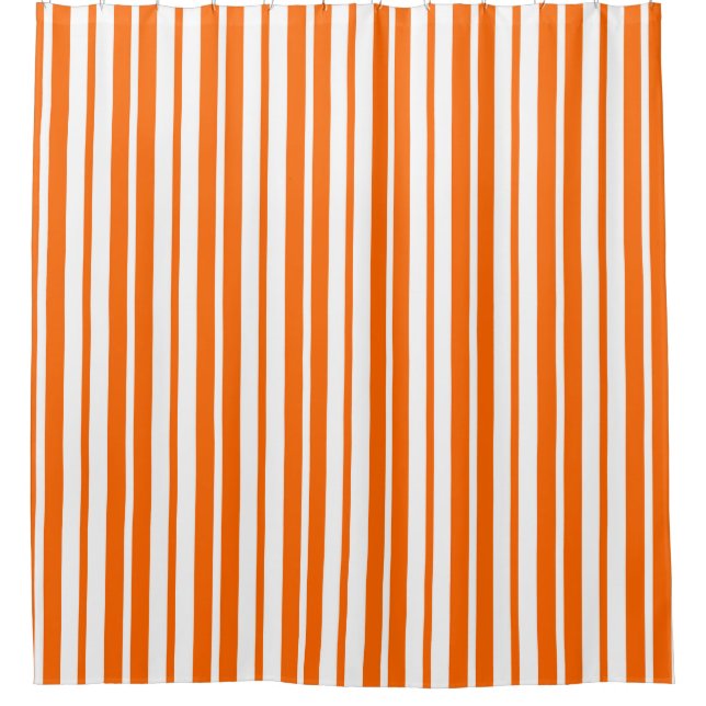 Rideaux De Douche Motif de bandes verticales blanches orange (Devant)