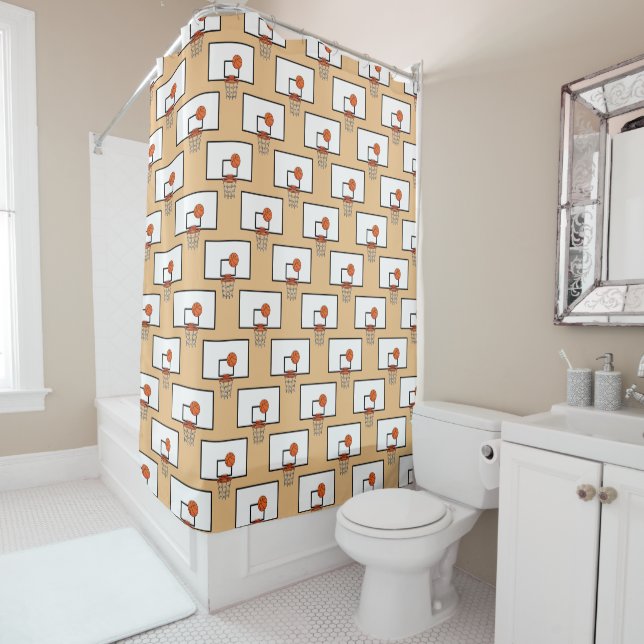 Rideaux De Douche Motif de basket-ball (En situation)