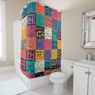Rideaux De Douche Motif de boîte colorée vibreant (1)