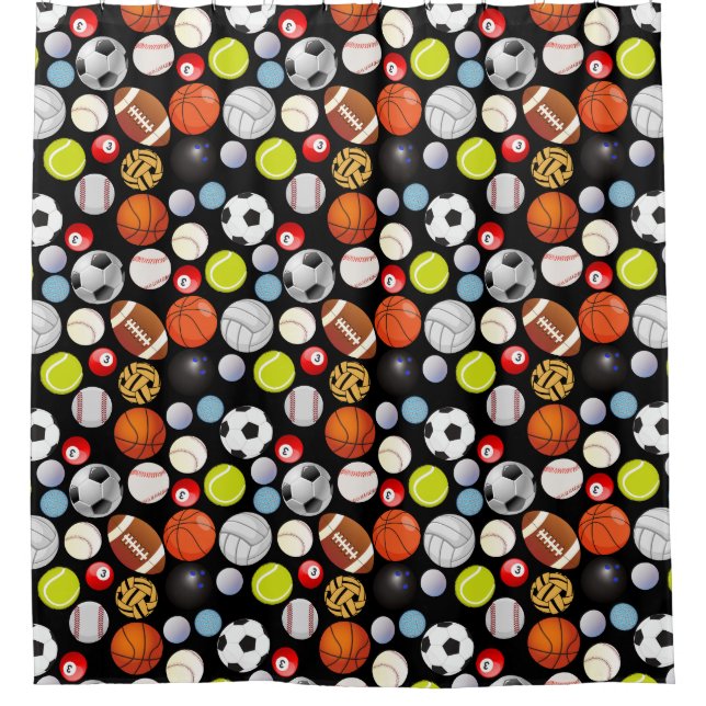 Rideaux De Douche Motif de boules de sport (Devant)