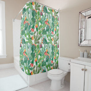 Rideaux De Douche Motif de cactus d'aquarelle