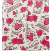 Motif de cages à oiseaux florales roses