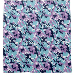 Rideaux De Douche Motif de camo - Marine violette Bleu blanc