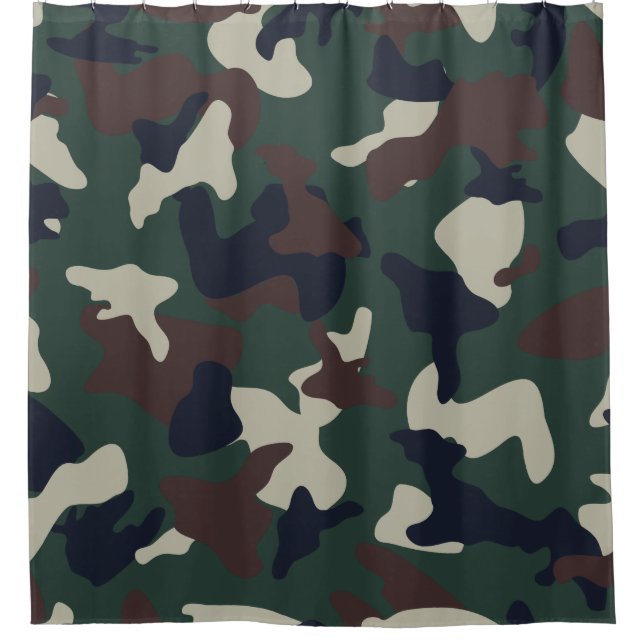 Rideaux De Douche Motif de camouflage de bois vert marron (Devant)