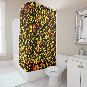 Rideaux De Douche Motif de camouflage jaune et orange tendance