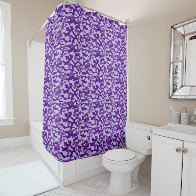 Rideaux De Douche Motif de camouflage lavande violet  (En situation)