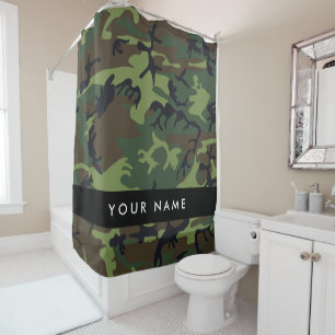 Rideaux De Douche Motif de camouflage vert, Votre nom, Personnaliser