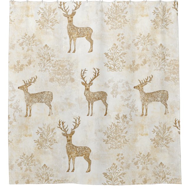 Rideaux De Douche Motif de cerf de la forêt neutre (Devant)