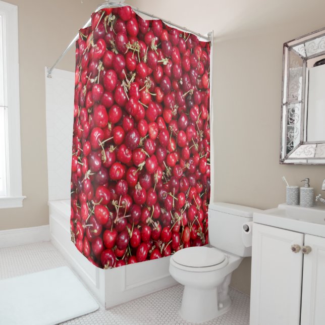 Rideaux De Douche Motif de cerise douce (En situation)