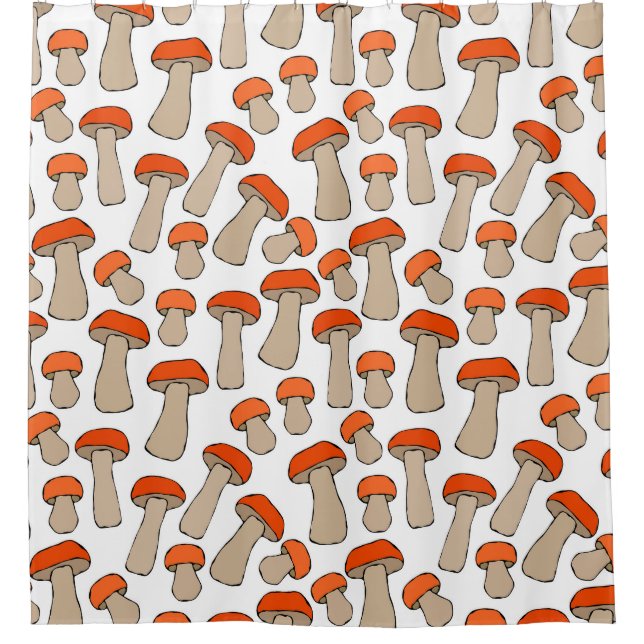 Rideaux De Douche Motif de champignons d'Aspen rouge orange (Devant)