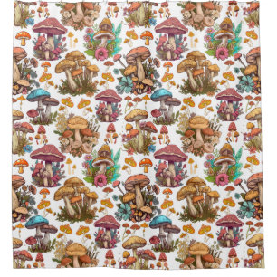 Rideaux De Douche Motif de champignons magiques automne 01