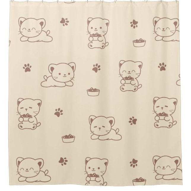 Rideaux De Douche Motif de chat beige mignon (1) (Devant)